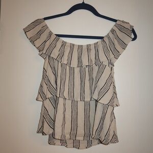 Elegant Striped Ruffle Blouse
